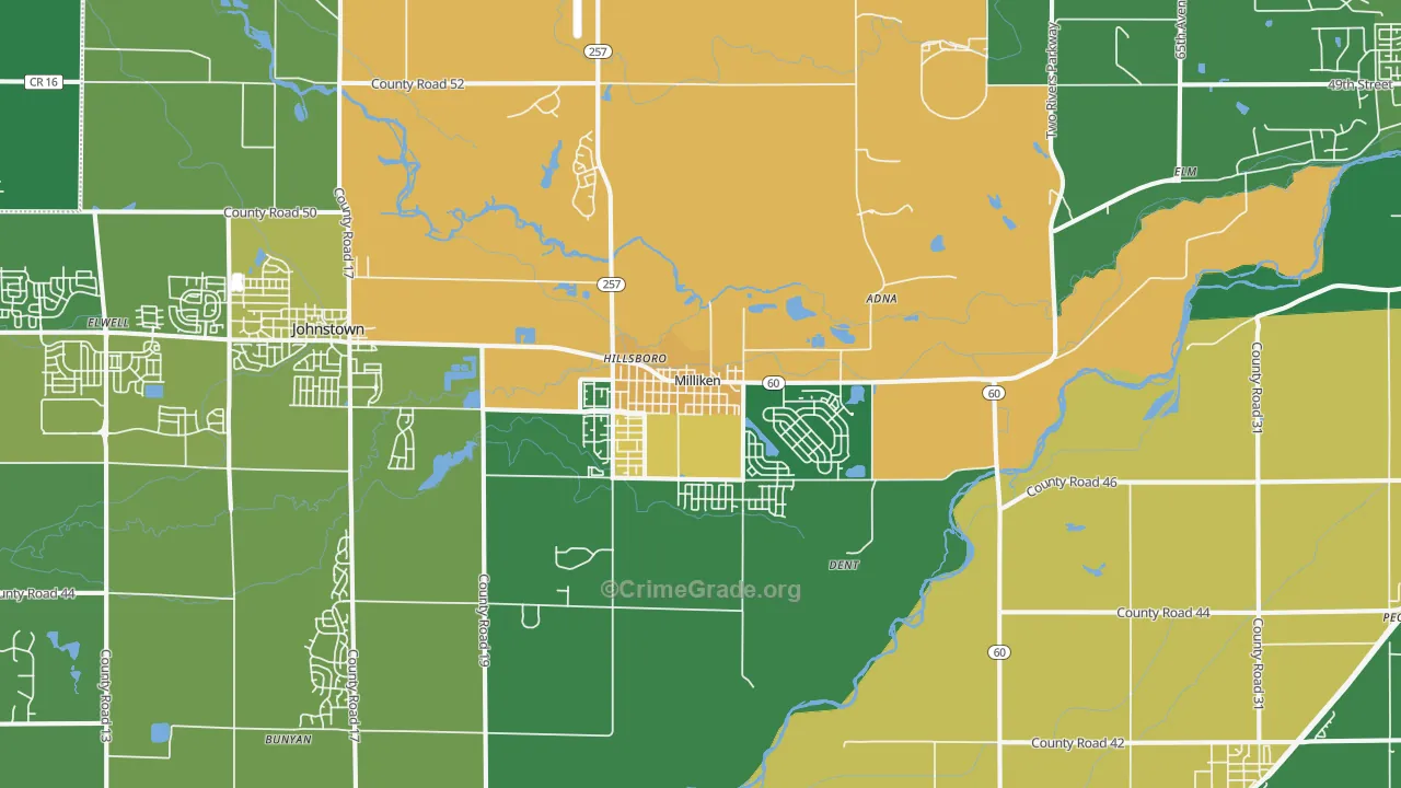 Milliken, CO Map of Drug-Related Crime Rates