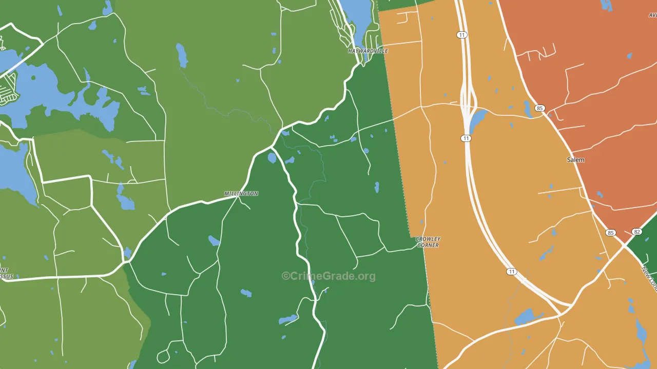 Millington, CT Map of Drug-Related Crime Rates