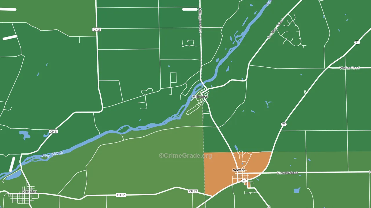 Millington, IL Map of Drug-Related Crime Rates