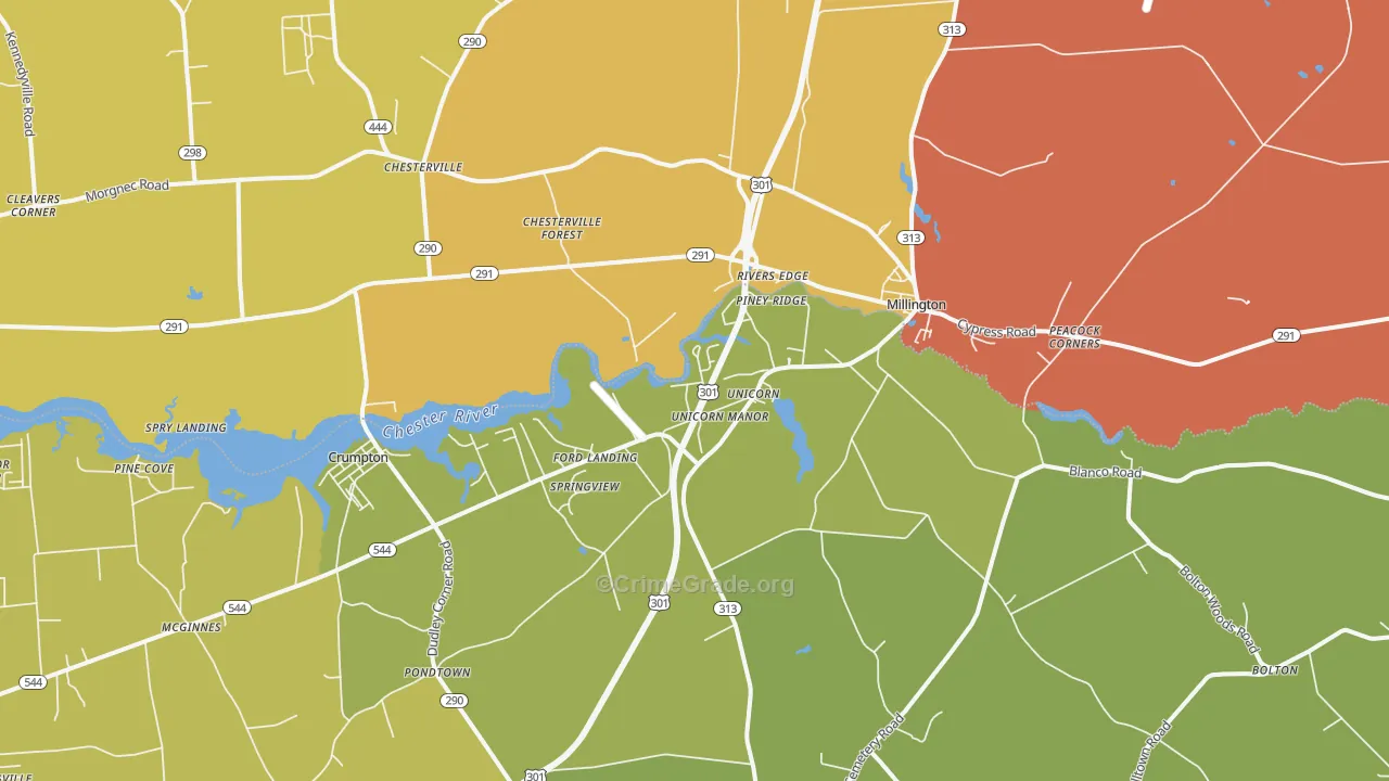 Millington, MD Map of Drug-Related Crime Rates