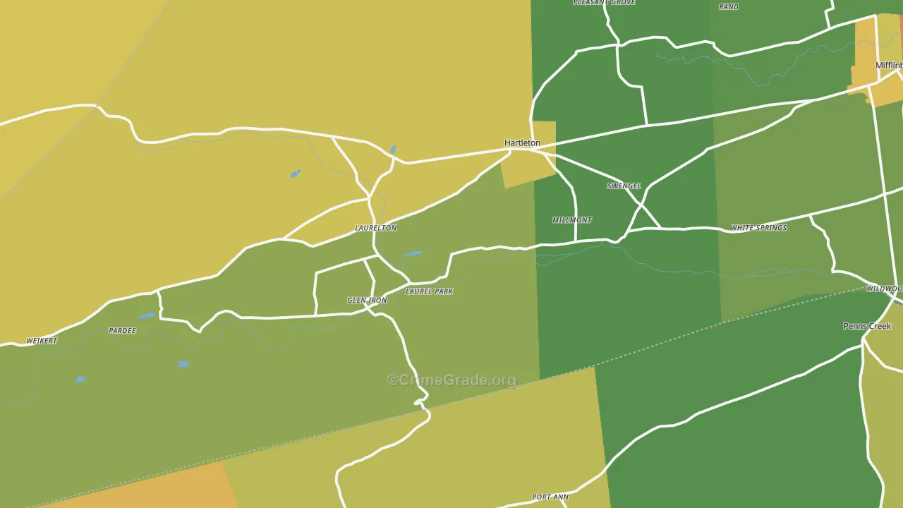 Millmont, PA Map of Drug-Related Crime Rates