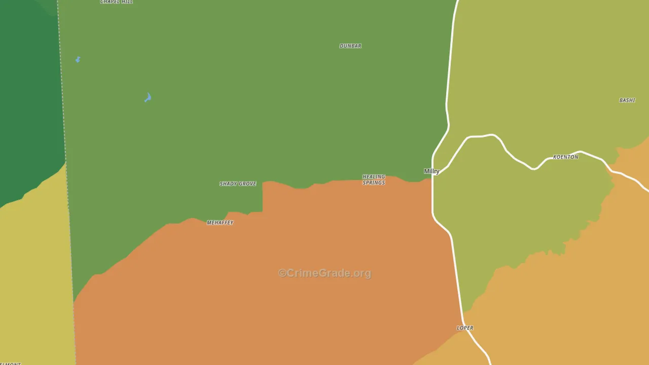 Millry, AL Map of Drug-Related Crime Rates