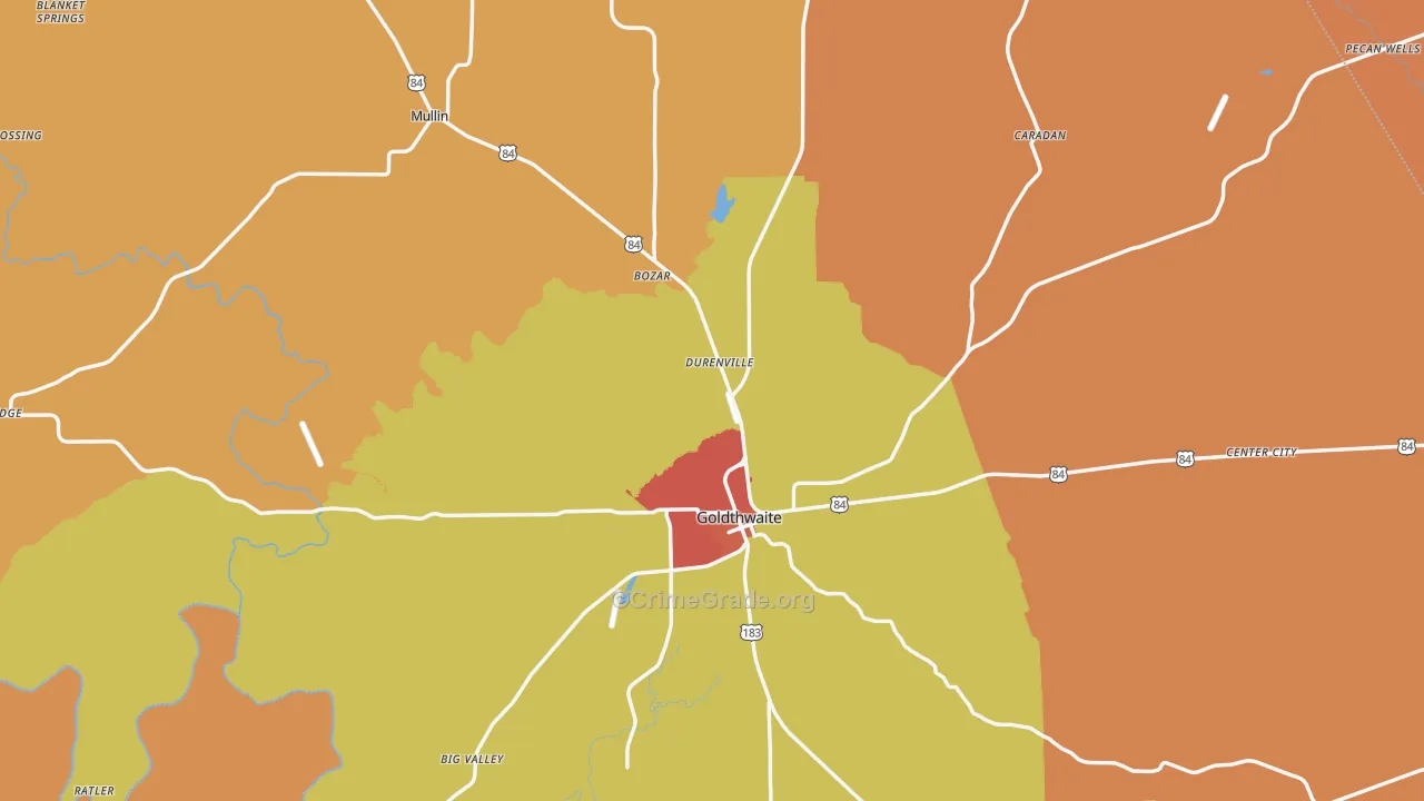 Mills County, TX Map of Drug-Related Crime Rates
