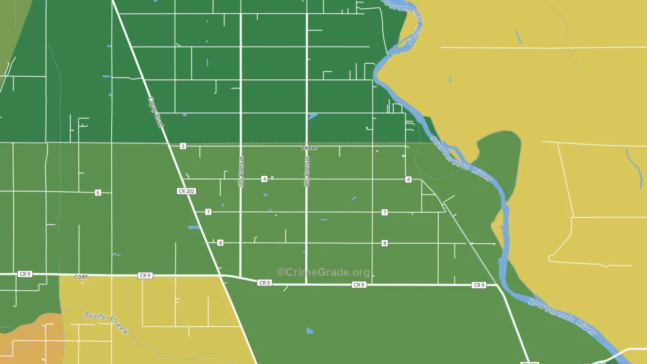 Mills Orchard, CA Map of Drug-Related Crime Rates