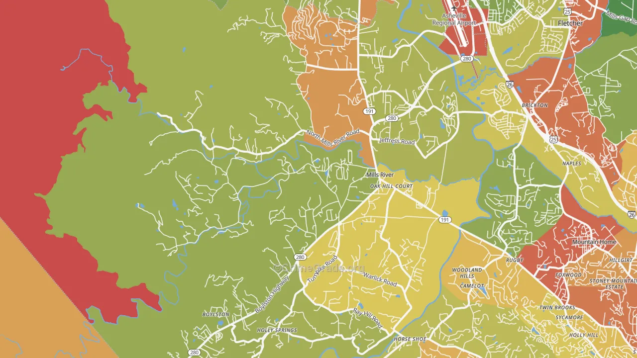 Mills River, NC Map of Drug-Related Crime Rates