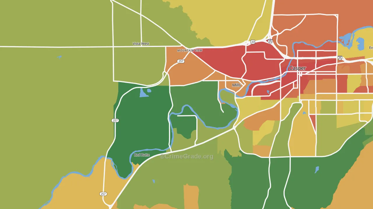 Mills, WY Map of Drug-Related Crime Rates