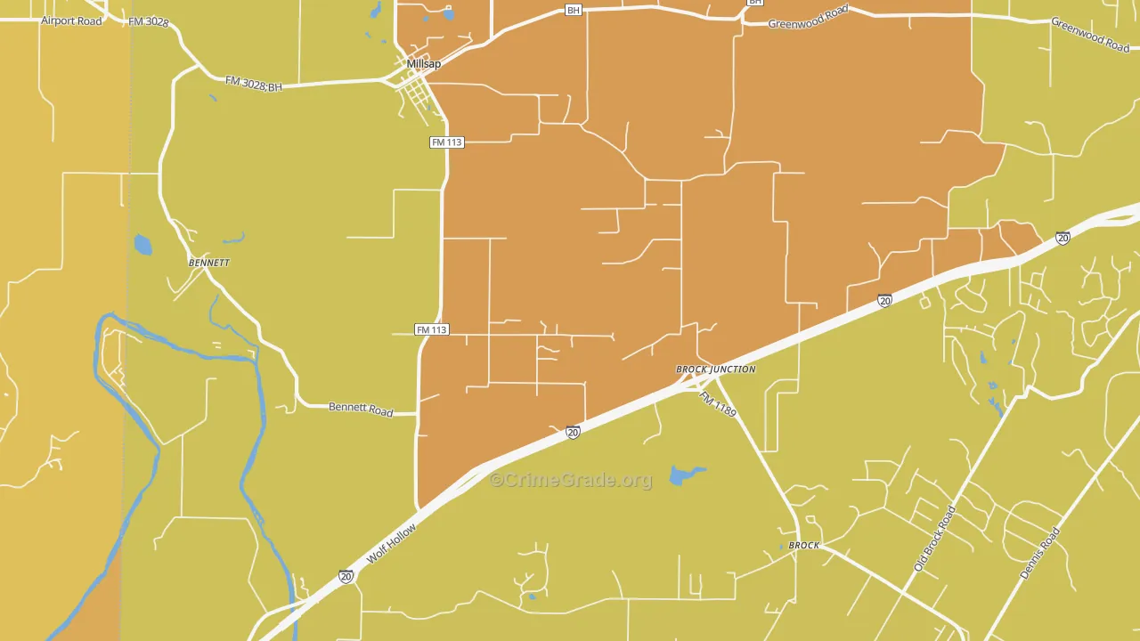 Millsap, TX Map of Drug-Related Crime Rates