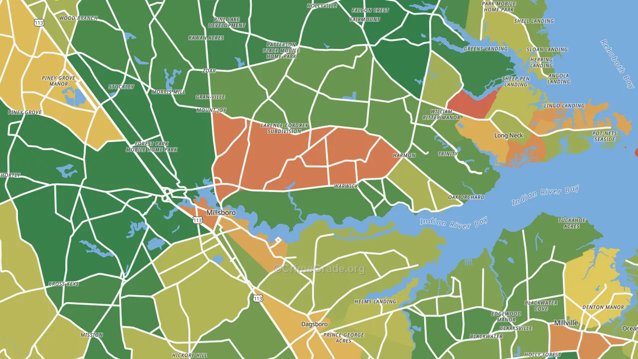 Millsboro, DE Map of Drug-Related Crime Rates