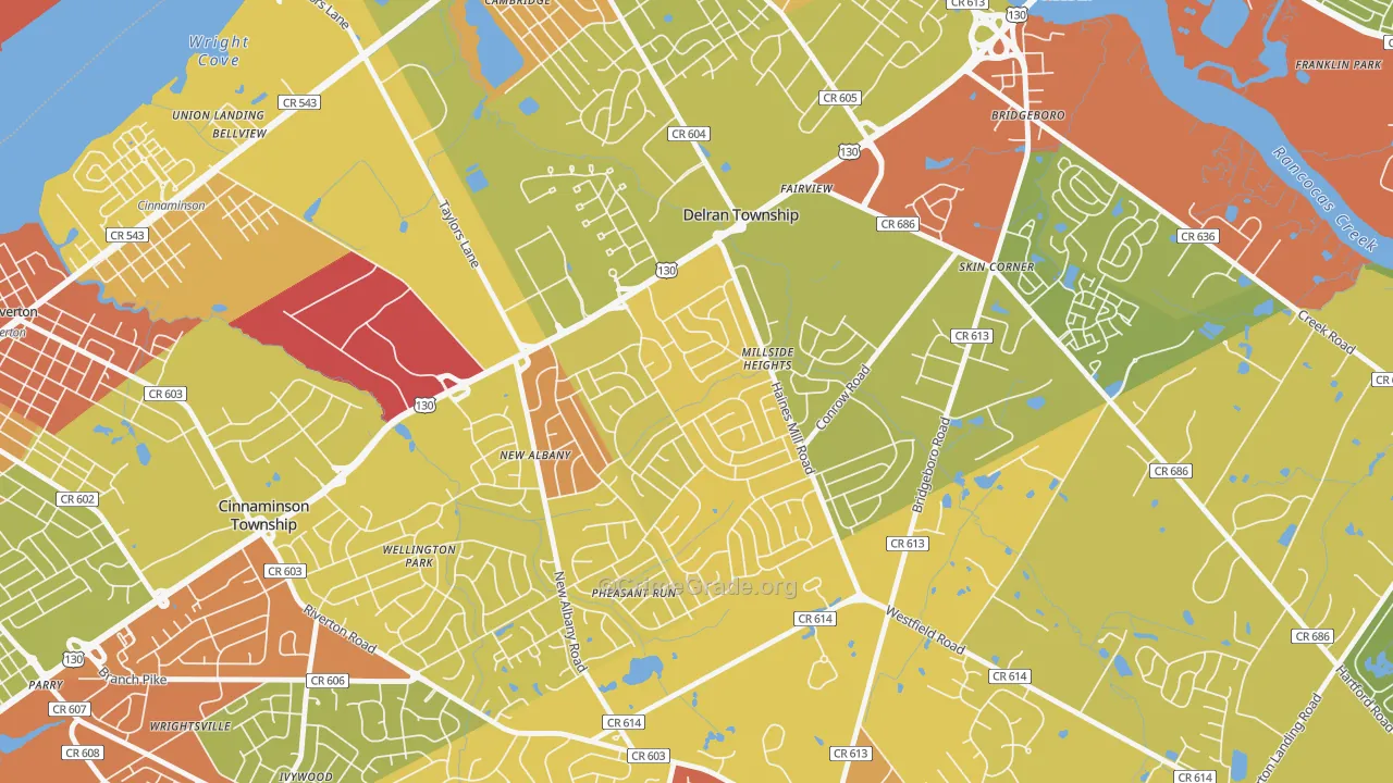 Millside Heights, Riverside, NJ Map of Drug-Related Crime Rates