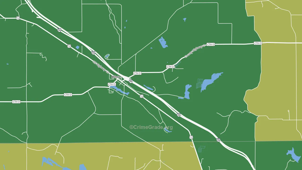Millston, WI Map of Drug-Related Crime Rates