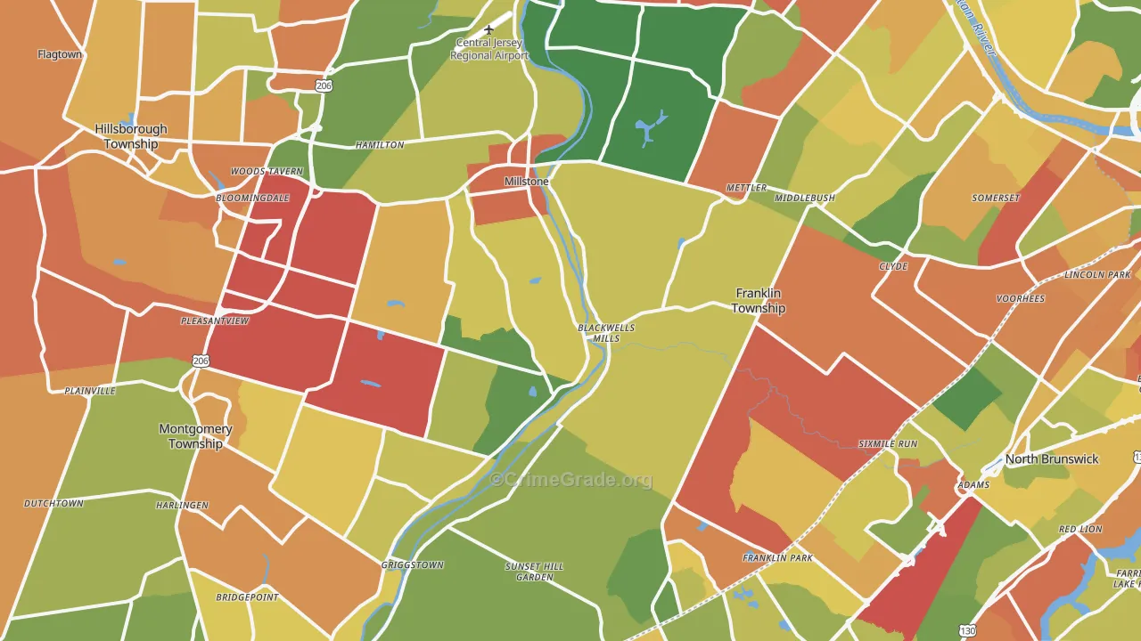 Millstone, NJ Map of Drug-Related Crime Rates