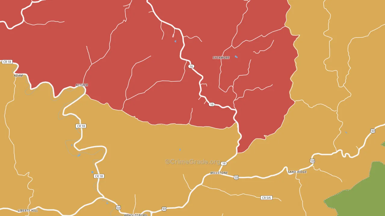 Millstone, WV Map of Drug-Related Crime Rates