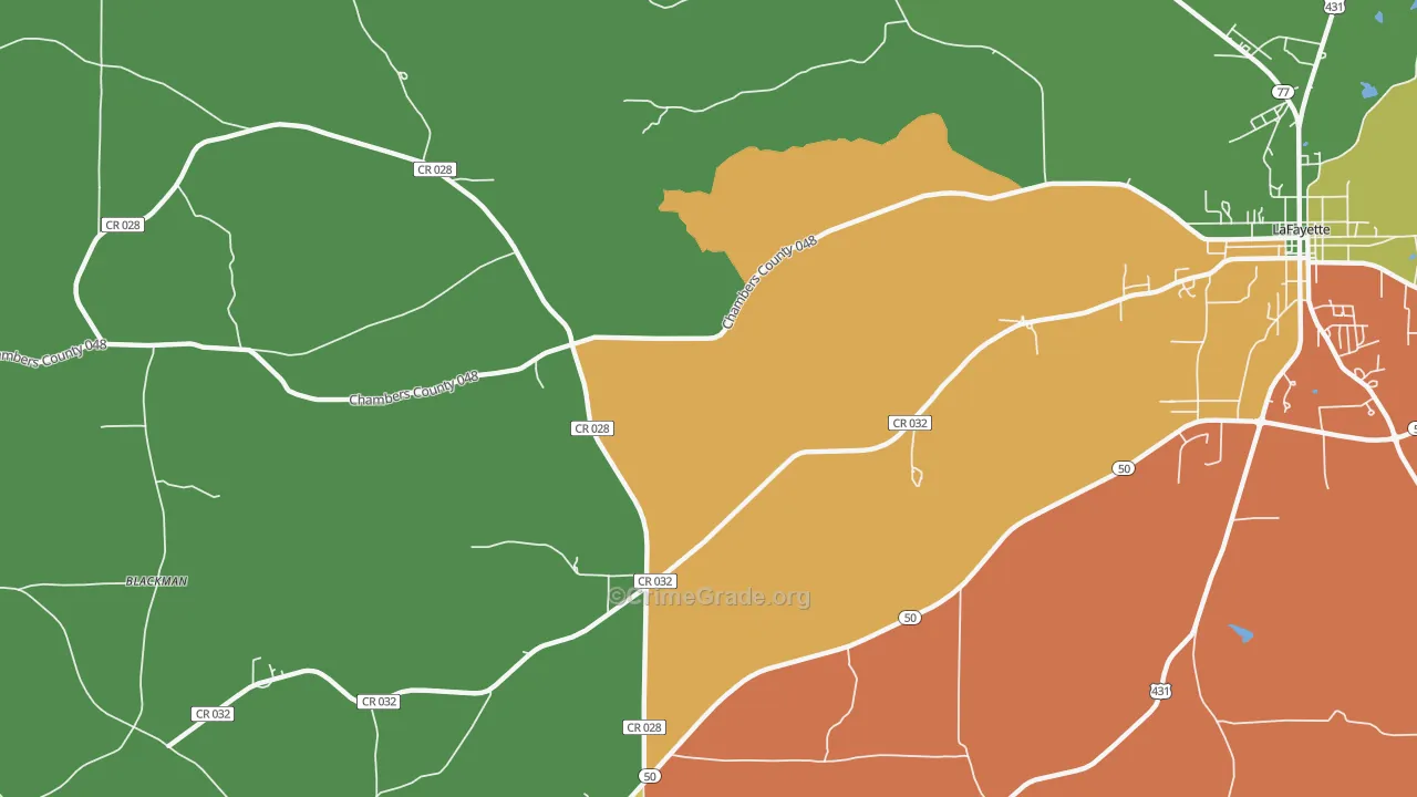 Milltown, AL Map of Drug-Related Crime Rates