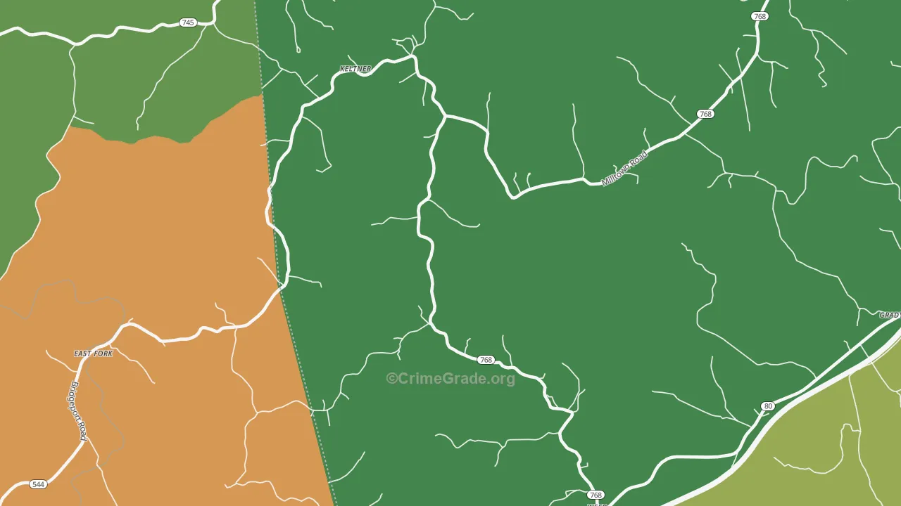 Milltown, KY Map of Drug-Related Crime Rates