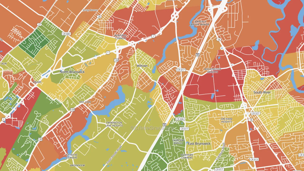 Milltown, NJ Map of Drug-Related Crime Rates