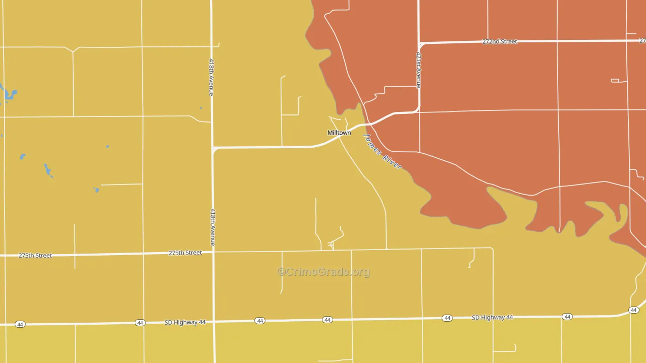 Milltown, SD Map of Drug-Related Crime Rates