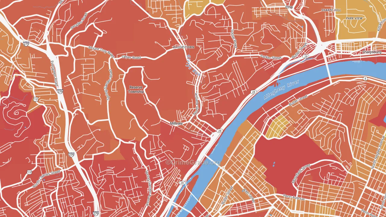 Millvale, PA Map of Drug-Related Crime Rates