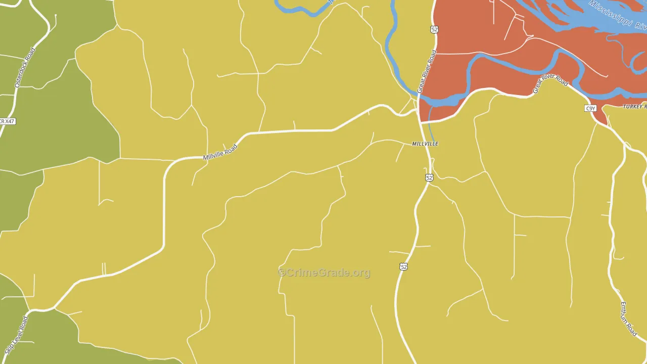Millville, IA Map of Drug-Related Crime Rates