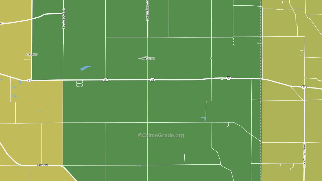 Millville, IN Map of Drug-Related Crime Rates