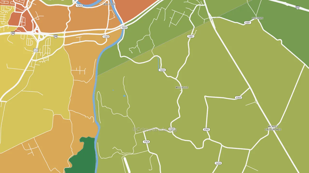 Millville, KY Map of Drug-Related Crime Rates