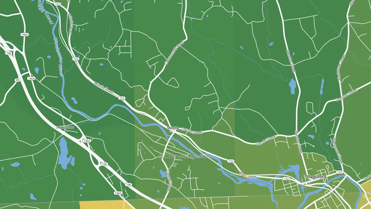 Millville, MA Map of Drug-Related Crime Rates