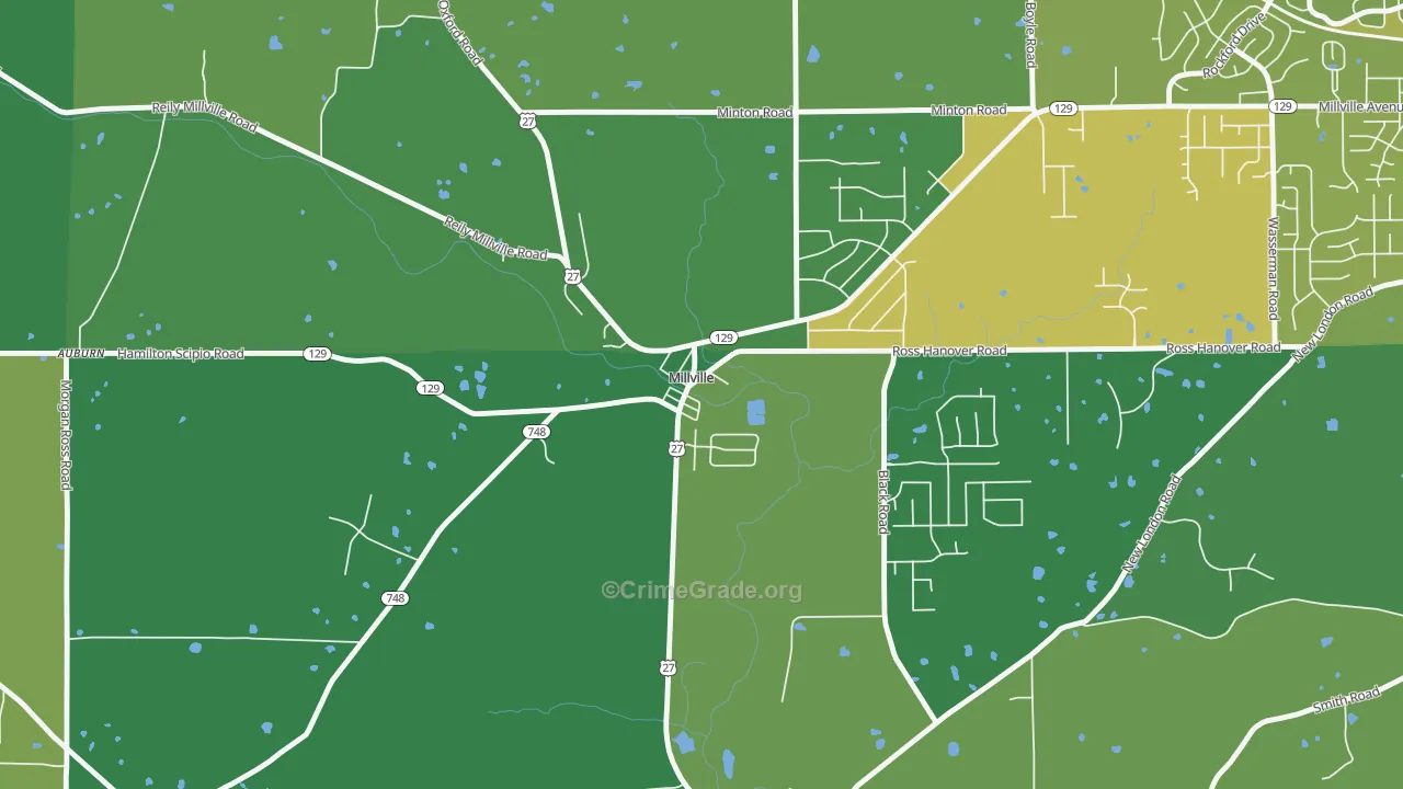 Millville, OH Map of Drug-Related Crime Rates