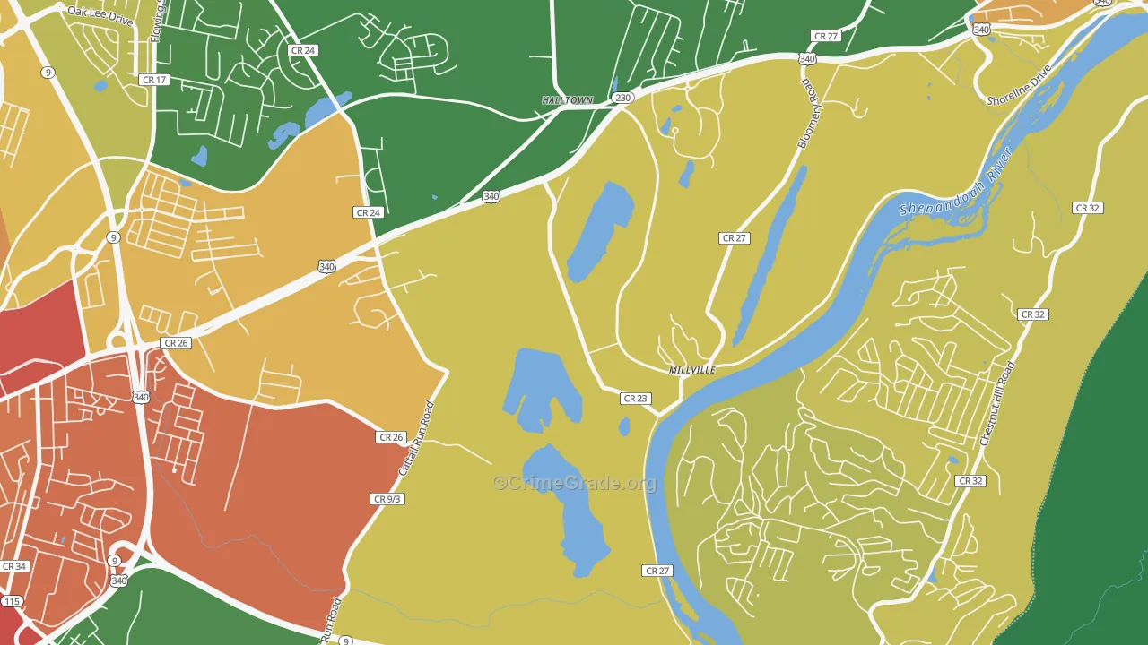 Millville, WV Map of Drug-Related Crime Rates