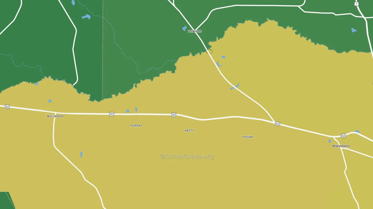Millwood, GA Map of Drug-Related Crime Rates