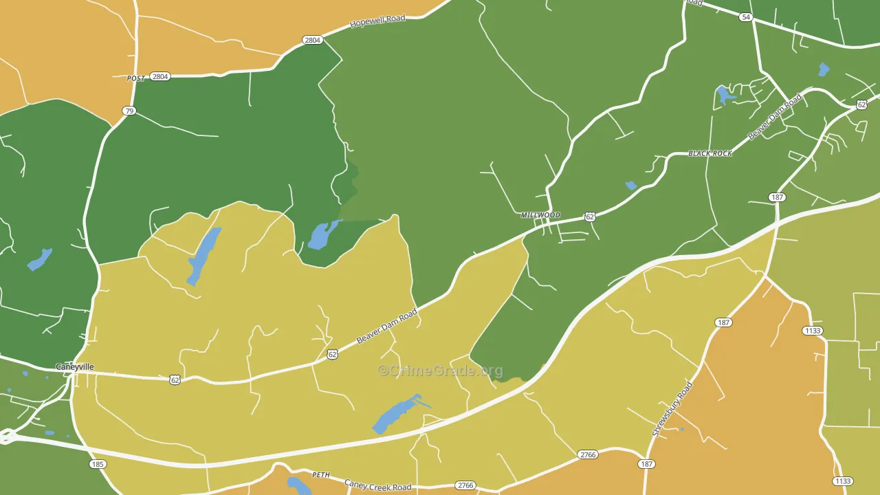 Millwood, KY Map of Drug-Related Crime Rates