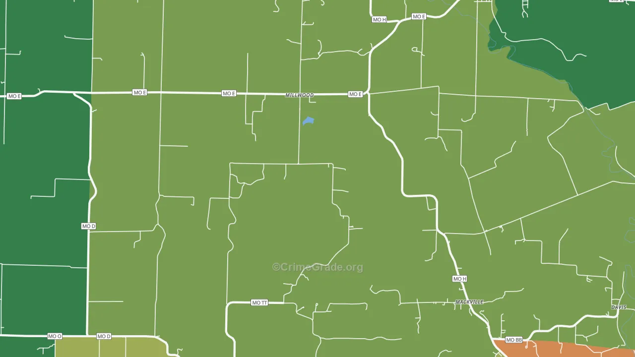 Millwood, MO Map of Drug-Related Crime Rates
