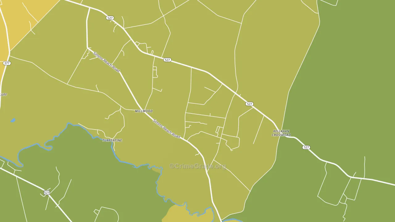 Millwood, SC Map of Drug-Related Crime Rates