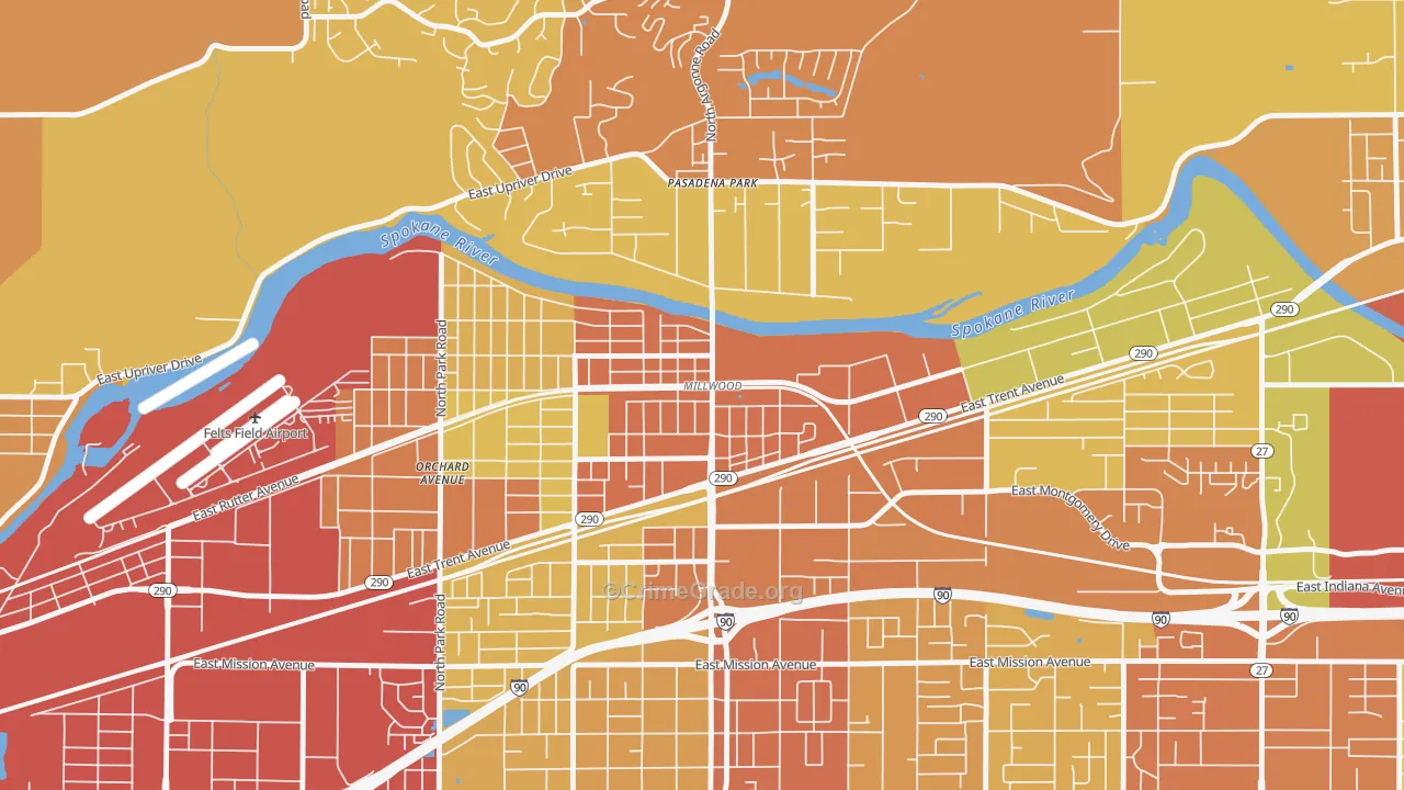 Millwood, WA Map of Drug-Related Crime Rates