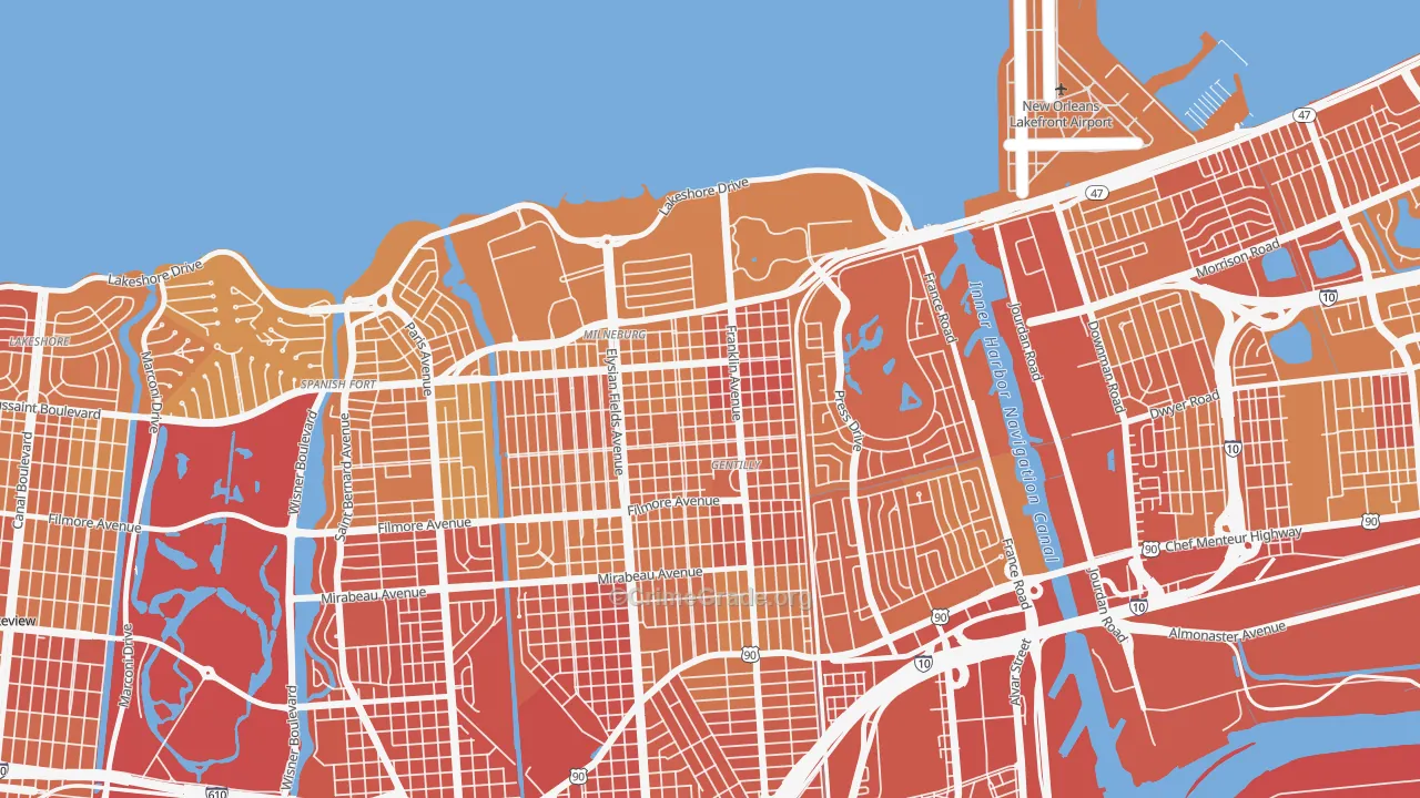 Milneburg, New Orleans, LA Map of Drug-Related Crime Rates