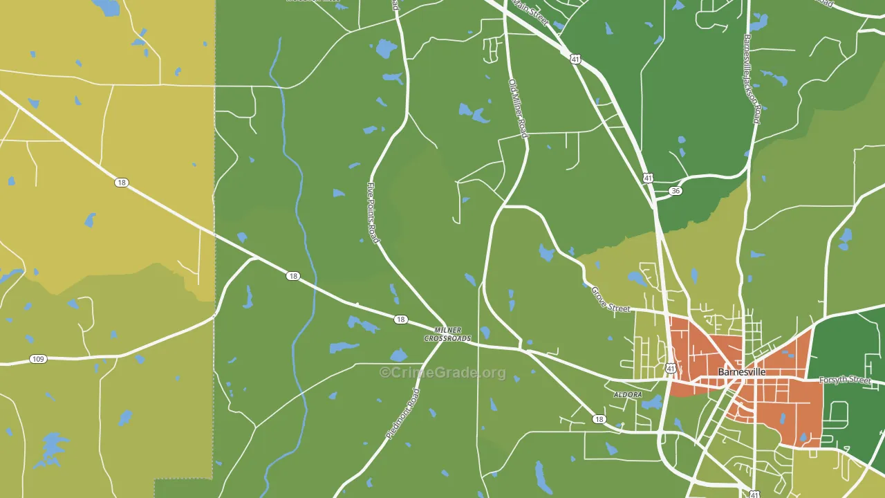 Milner Crossroads, GA Map of Drug-Related Crime Rates