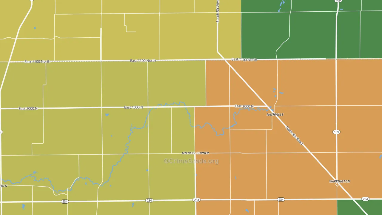 Milners Corner, IN Map of Drug-Related Crime Rates