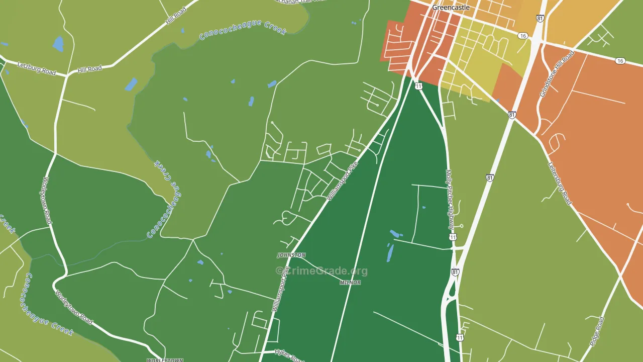 Milnor, PA Map of Drug-Related Crime Rates