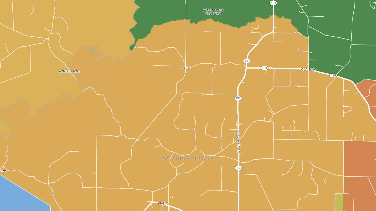 Milo, AR Map of Drug-Related Crime Rates