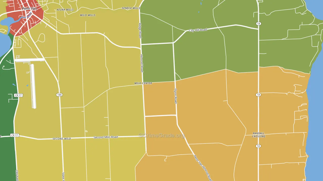 Milo Center, NY Map of Drug-Related Crime Rates