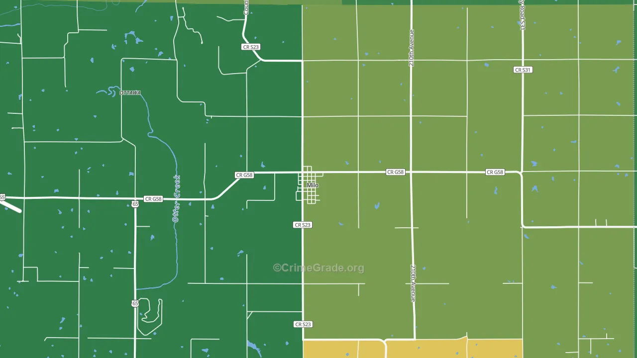 Milo, IA Map of Drug-Related Crime Rates