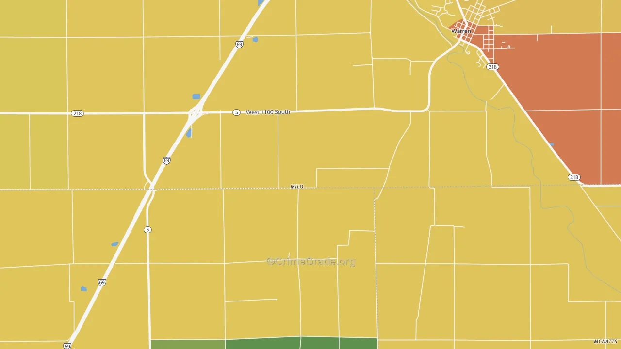 Milo, IN Map of Drug-Related Crime Rates