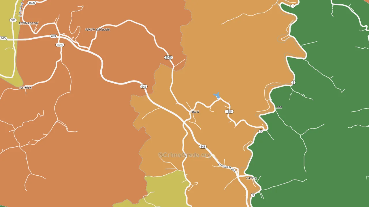 Milo, KY Map of Drug-Related Crime Rates