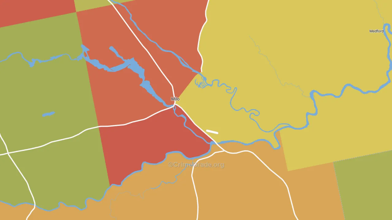 Milo, ME Map of Drug-Related Crime Rates