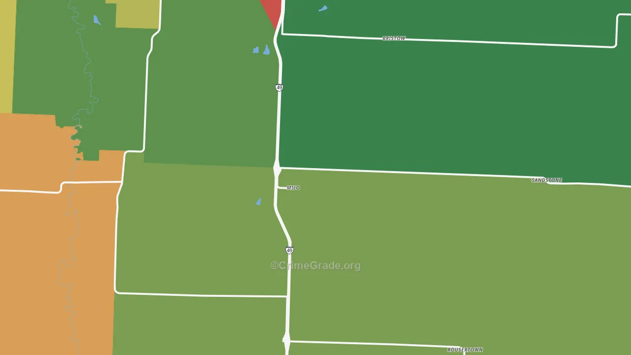 Milo, MO Map of Drug-Related Crime Rates