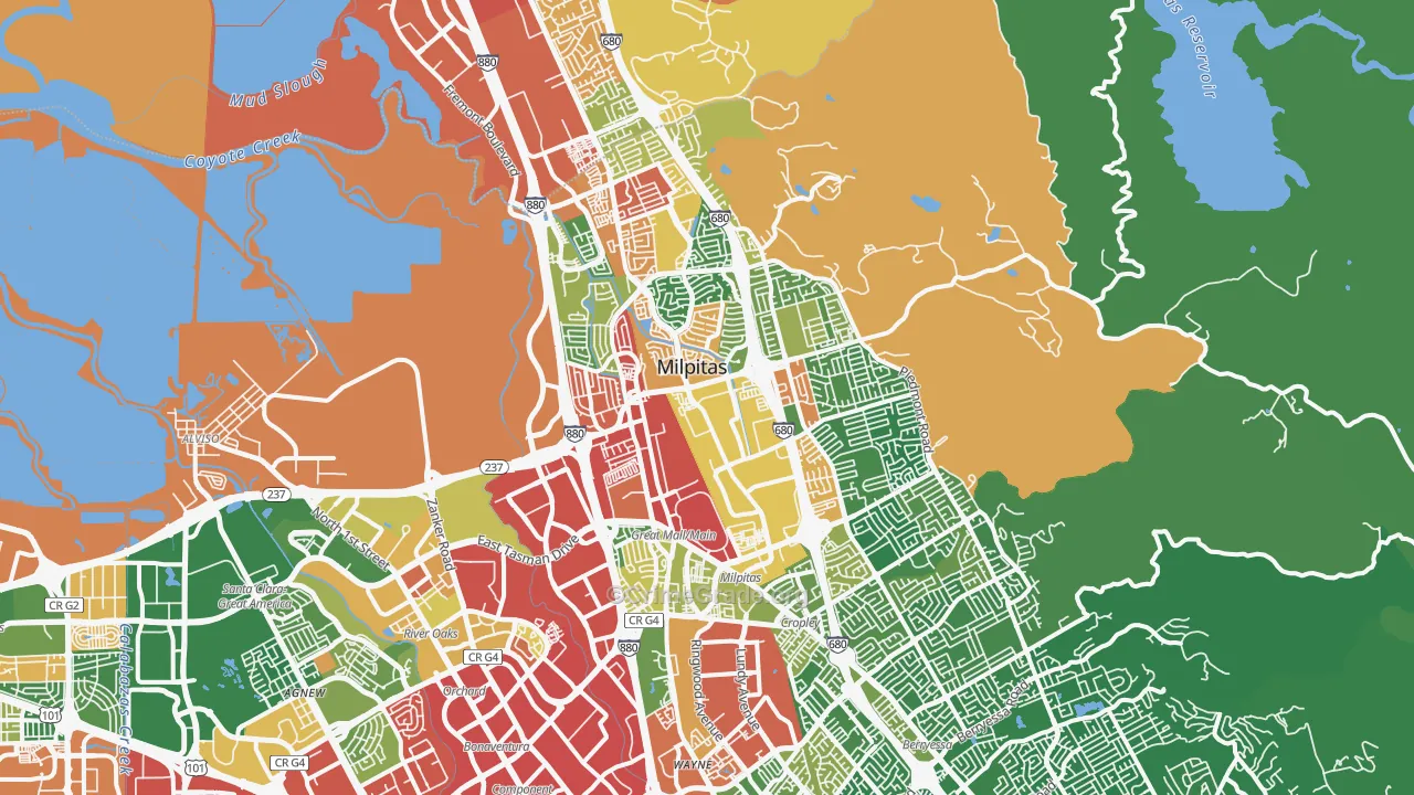 Milpitas, CA Map of Drug-Related Crime Rates