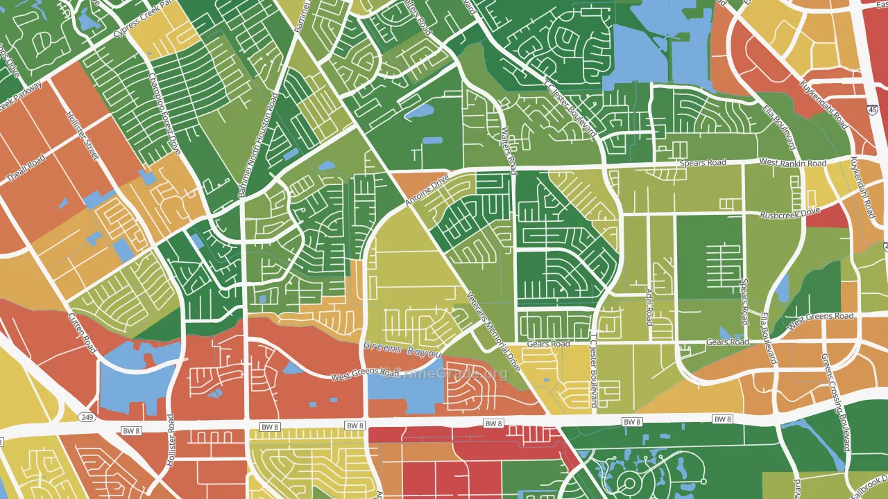 Milroy Farms, Houston, TX Map of Drug-Related Crime Rates