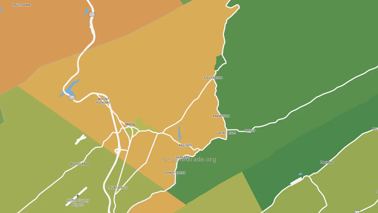 Milroy, PA Map of Drug-Related Crime Rates
