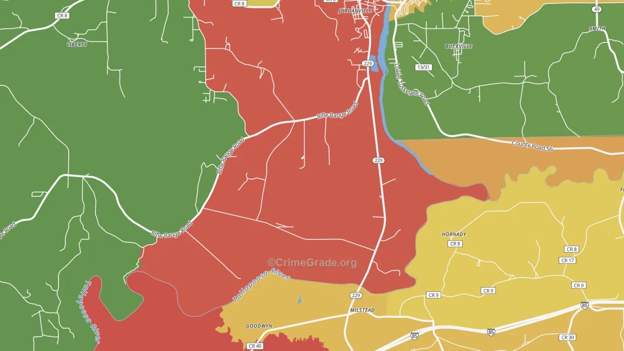 Milstead, AL Map of Drug-Related Crime Rates