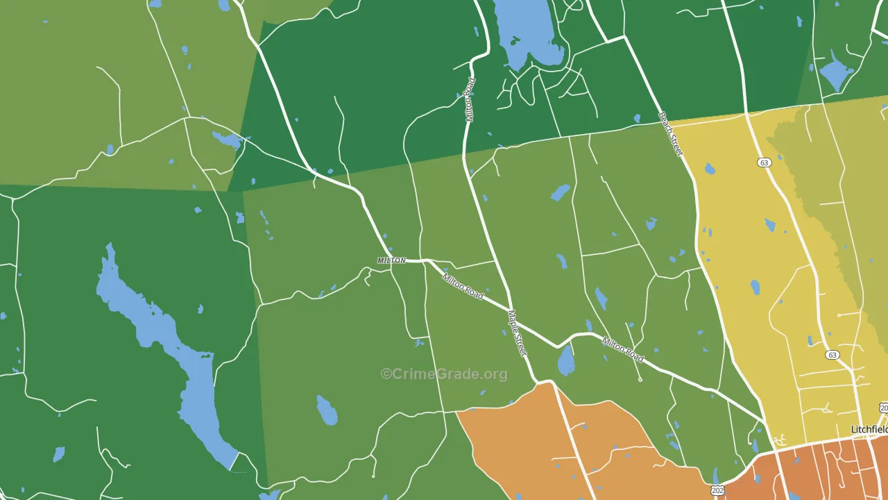 Milton, CT Map of Drug-Related Crime Rates
