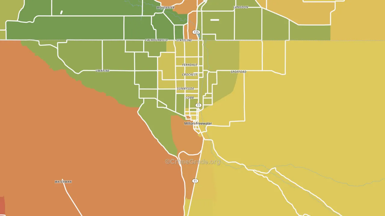 Milton-Freewater, OR Map of Drug-Related Crime Rates