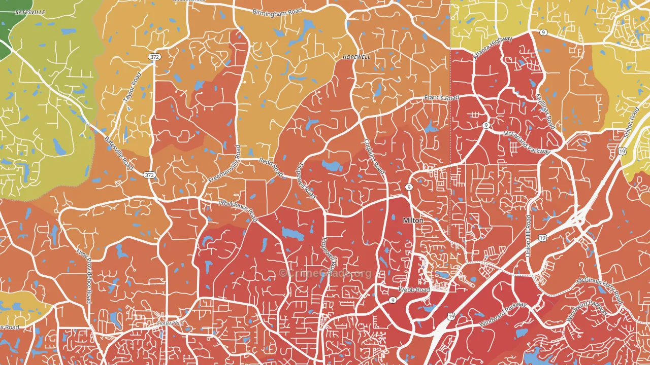 Milton, GA Map of Drug-Related Crime Rates